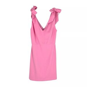 BCBGeneration Dress Womens Size 0 Pink Shoulder Bow V-Neck Sleeveless Lined
